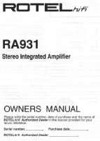 Rotel-RA-931 - Owners manual